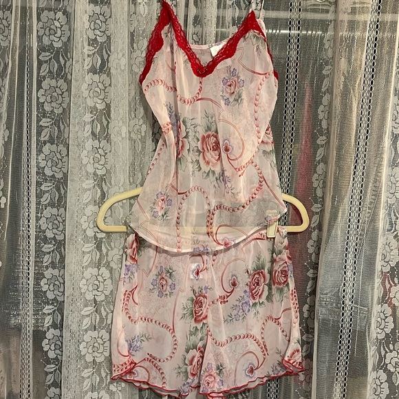 Secret Treasures Sheer Baby Doll Pajamas with Roses - Picture 1 of 4